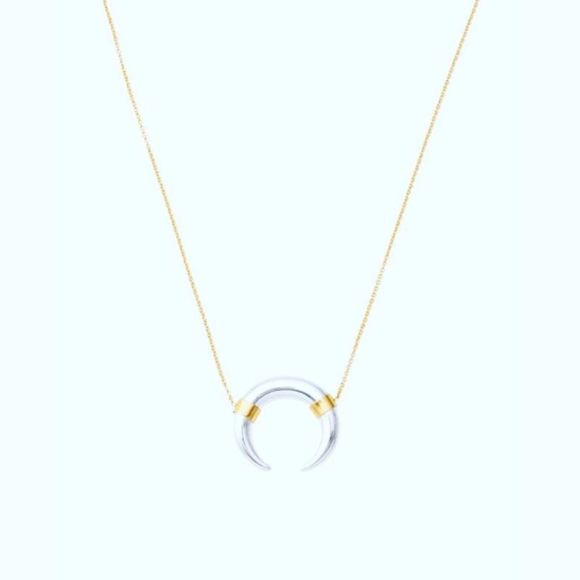 Stella & Dot Luna Pendant Necklace - Crescent Mixed Metal - Picture 6 of 13